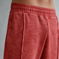 Shorts mi-longs personnalisés pour hommes, en molleton bouclette délavé à l'acide, coupe et couture déchirées, pour l'été