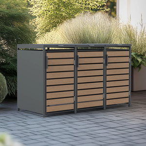 Contenedor de Basura Delgado para Exteriores, Doble Compartimento, Almacenamiento de Basura para Patio, Moderno, Personalizable, DIY, 2 o 3 Juegos de Contenedores - Product Image 4