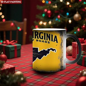 Frosted Black <b>Ceramic</b> <b>Mug</b> 11oz Heat Color Changing Magic Cup Country Roads West Virginia Design - Product Image 2