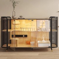 Villa pour chats avec armoire partagée pour humains et chats, lit pour chat luxueux, écologique, durable, multi-niveaux, grand espace, moderne, en bois et verre
