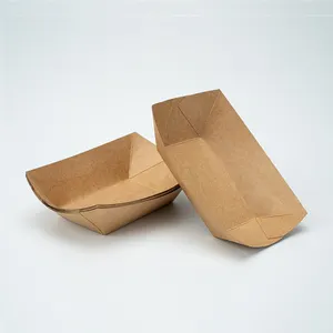 6oz Kraft Food Take Away Fried Chicken Chips Boat Paper Plate Bowl Packaging Chicken Other Snacks Kraft Paper Fast Trays