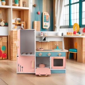 Ensemble de cuisine <span class=keywords><strong>en</strong></span> <span class=keywords><strong>bois</strong></span> unisexe-<span class=keywords><strong>Jouet</strong></span> de simulation de <span class=keywords><strong>cuisinière</strong></span> et de réfrigérateur de style simple pour enfants - Product Image 3