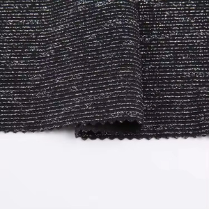 Tela Jacquard Metálica con Rayas Plateadas, Elástica y Tejida, 77% Poliéster, 18% Lurex, Marca <span class=keywords><strong>YVES</strong></span>, para Ropa - Product Image 1