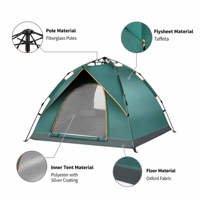 Tente de camping et de plage portable, entièrement automatique, pour 3-4 personnes, une chambre, quatre saisons, camouflage Oxford, ouverture rapide