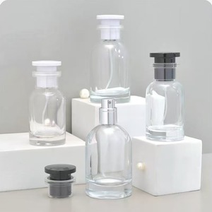 Luxury 30ml 50ml 100ml Clear Round Glass Perfume <b>Bottle</b> Thick Base <b>Empty</b> Fragrance <b>Spray</b> <b>Bottle</b> with Black Cap Wholesale - Product Image 5