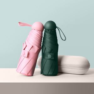 Mini parapluie de poche imprimé en vinyle, protection solaire, imperméable, pour femme, toutes saisons, pliable en cinq, léger, manuel, cadeaux d'affaires - Product Image 3