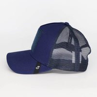 Marineblauwe mesh baseballcap met afneembare patch, verstelbaar, ademend ontwerp met Argyle fruitmotieven voor dagelijks buitengebruik