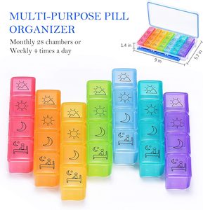 Stock Plastic Product <b>Rainbow</b> Color 7 Day Pill Organizer Small 28 Cases Weekly Pill <b>Boxes</b> - Product Image 5