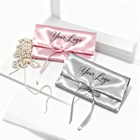 Sac de luxe pour extensions capillaires, pochette portable en satin imprimée avec logo personnalisé, pour vêtements, lingerie, sacs à cheveux en satin de soie