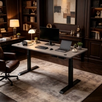 Bureau debout électrique motorisé à hauteur réglable avec cadre de levage à 3 niveaux – Bureau informatique moderne et minimaliste pour usage commercial et domestique