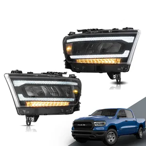 Assemblage complet de phares à LED 2019 2020 2021 phare de voiture, clignotant séquentiel 5ème phare avant noir pour Dodge Ram 1500