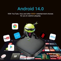 Boîtier TV Android 14.0 T1 Mortal Allwinner H313 Quad Core 2 Go RAM 16 Go ROM Wi-Fi double bande 2.4G/5G Prise en charge 4K Commande vocale