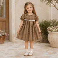 Robe en coton à dentelle florale pour filles, vente en gros, été, fête, anniversaire, boutique, personnalisable, OEM, faible MOQ