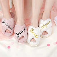 Pantuflas Personalizadas para Novia para el Día de la Boda, Pantuflas Suaves y Afelpadas con Nombre Personalizado para Despedida de Soltera, Regalos para Despedida de Soltera