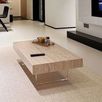 Table basse en travertin minimaliste italienne, table centrale flottante moderne, meubles de salon de luxe, petit appartement