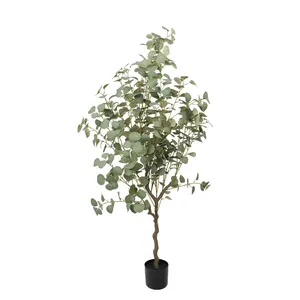 New Design Eucalyptus Tree Artificial Greenery Plants Ornaments Silver Dollar Leaves for living room decoration