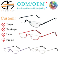 Gafas de Lectura de Aumento Tipo Media Luna para Personas Mayores, Lentes Blancas, Marco Metálico con Resorte, Diseño Elegante Unisex, Venta al Por Mayor