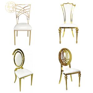 Oro inoxidable Hotel silla con respaldo Alto Rey silla novia novio boda trono sillas para boda - Product Image 5