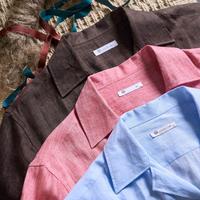 Kemeja Linen Pria Lengan Pendek Polos 100% Rami Murni Musim Panas Ringan Bernapas Lembut Dicuci Kasual Logo Kustom ODM
