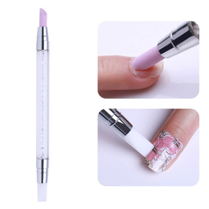 Pinceau de gravure et de polissage à double extrémité pour nail art, avec embout en silicone plat, outil pour le gel de gaufrage et le vernis, pour la création de motifs 3D - Product Image 1