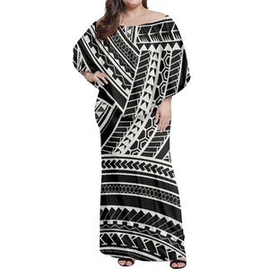 Robes longues pour femmes <span class=keywords><strong>grande</strong></span> <span class=keywords><strong>taille</strong></span> personnalisées, imprimées Cyathea Dealbata, à volants, épaules dénudées, superposées, style poncho - Product Image 3