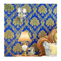 3D-geprägte blaue Damaszener moderne europäische Stil-Schlafzimmerdekoration Fernsehhintergrund Vliesstoff-Wandbild