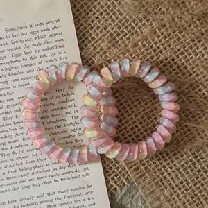 Stile coreano dolce ragazza cravatta per capelli e coda di cavallo corda Versatile rosa arcobaleno cavo del telefono per i bambini per la primavera - Product Image 3