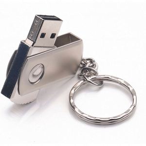 Clé USB Izable Logo 1 Go 64 Go 2.0 3.0 en métal doré pivotante avec porte-clés – Stock disponible - Product Image 3