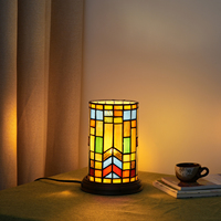 Lampe de table en verre teinté style Tiffany, mosaïque, pour chambre à coucher, chevet, vase à fleurs, décoration, petite veilleuse, mini lampe de bureau mignonne pour enfants