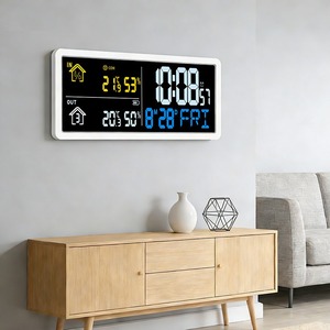 Huayang Multifunction Weather <strong>Clock</strong> 204 LCD Display Indoor Outdoor Temperature Humidity with Remote Wireless Sensor Triple Alarm - Product Image 2