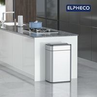 ELPHECO Poubelle intelligente rectangulaire en acier inoxydable 40L pour l'intérieur, avec ailes ouvertes pour la maison, le bureau et la chambre à coucher.