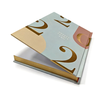 Carnet de notes, journal, agenda, planificateur de qualité supérieure, relié en cuir, avec estampage à chaud doré, pages intérieures calendrier, ouverture à droite, boîte en papier