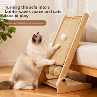 Grattoir à chat moderne de grande taille en bois massif, incliné ergonomique pour la protection du cou, réglable, pour l'intérieur et gain de place, vente en gros