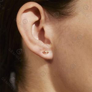 עגילי עין הרע קטנים מינימליסטיים מצופים זהב ורודיום משובצים זירקוניה מעוקבת, תכשיטים קלאסיים פשוטים ממתכת פליז לנשים - Product Image 2