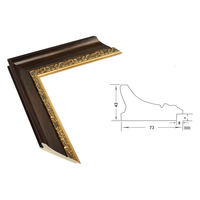 Moulure de cadre photo en bois massif 73x43mm Rouge Or Brun Foncé Profil Sculpté pour Peinture à l'Huile et Encadrement Mural de Galerie