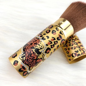 Thuần Chay Chuyên Nghiệp Chất Lượng Cao Đầy Màu Sắc Biểu Tượng Tùy Chỉnh Nhãn Hiệu Riêng Vàng Make Up Với Bìa Leopard Print Trang Điểm Bàn Chải Với Cap - Product Image 4