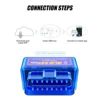 Mini Escáner OBD2 ELM 327 de 16 Pines, Herramienta de Diagnóstico de Automóviles Compatible con Android y Apple iPhone, Accesorio Interior