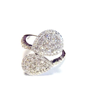 Expédition directe depuis Hong Kong, conception personnalisée, bagues en or blanc 18 carats de haute qualité avec diamants véritables en forme de poire, pour femmes, mariage, anniversaire - Product Image 1