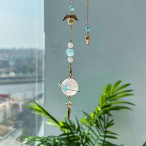 뜨거운 판매 장미 석영 구 크리스탈 요술 진자 자동차 교수형 DIY 목걸이 마스코트 테마 치유 돌 선물 아이디어 - Product Image 6