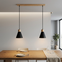 Lámpara Colgante de Madera y Metal Estilo Nórdico Postmoderno para Restaurante, Dormitorio, Sala de Estar, Hotel