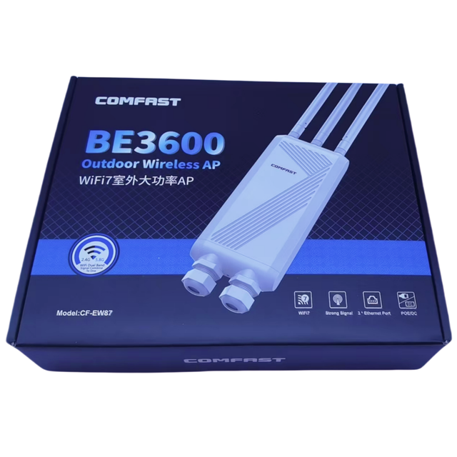 COMFAST CF-EW87 OpenWRT Dual Band BE 3600 WiFi 7 Outdoor Access Point Router New 300mbps Gigabit Three Antenna WiFi Router
