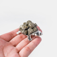 Figurine de tortue en pyrite naturelle Runyang, sculptée à la main, statue de tortue en cristal, artisanat de pierres précieuses de guérison, vente en gros
