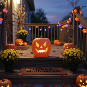 Custom <b>Lighted</b> Blow Mold Pumpkin <b>Lantern</b> Waterproof Plastic Non-Toxic AAA Battery Operated Child-Friendly Halloween Decoration - Product Image 2