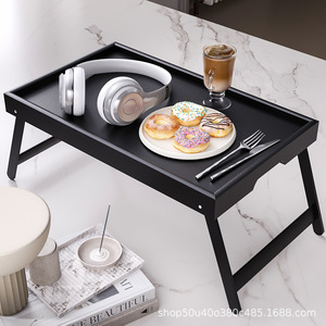 Diligent Tree Wooden Folding Table Qtzm0409 <b>Foldable</b> Multi Functional Bedside <b>Desk</b> For Home Bedroom Use - Product Image 3