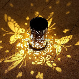 Retro năng lượng mặt trời Vườn ánh sáng LED đèn lồng treo ngoài trời Ô Liu hình dạng đèn IP65 chống nước retro wrought sắt đèn Bắc Âu - Product Image 2