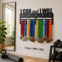 Support mural pour médailles Challenge Accepted, présentoir de médailles en métal découpé au laser avec design ailes, cadeau motivant pour les athlètes