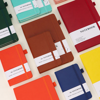 Carnet A6 A5 pour étudiant, couverture rigide avec sangle élastique colorée, reliure cousue en similicuir, pour la vente en gros