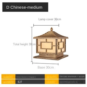 โคมไฟเสาโซลาร์เซลล์ LED สำหรับภายนอกอาคาร ตัวโคมสีบรอนซ์ IP65 แสงวอร์มไวท์ 2700K ใช้งานได้นาน 50000 ชั่วโมง ไม่ต้องประกอบ รับประกัน 10 ปี ปรับความสว่างได้ ขั้วหลอด E27 - Product Image 3