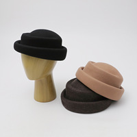 Chapeau en feutre style Hepburn français à bord relevé, couleur unie, rétro, polyvalent, classique, automne-hiver, vintage