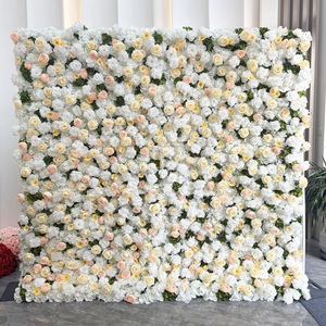 Premium 3D Artificial <b>Flower</b> <b>Wall</b> Soft Silk Floral Panel Romantic Rose Backdrop For Wedding Party Bridal Shower Indoor Event W - Product Image 6